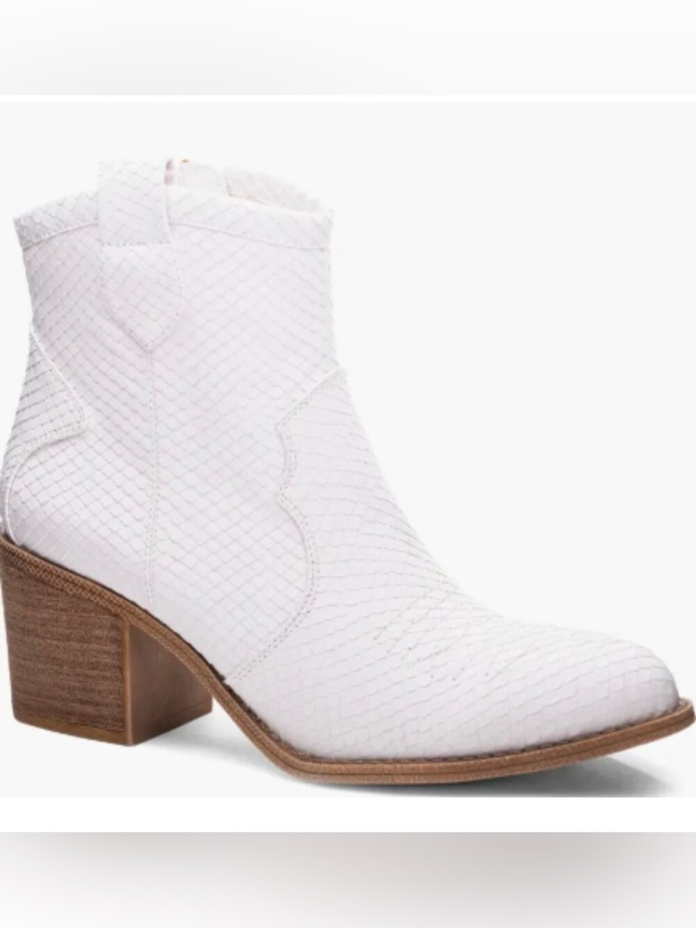 Women’s White Textured Western Ankle Boot